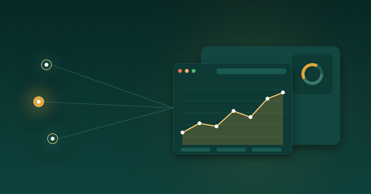 Marketing touchpoints converging into a reporting dashboard
