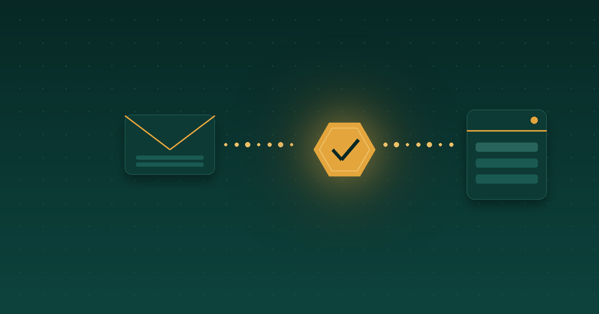 An email passing an authentication gate into the inbox