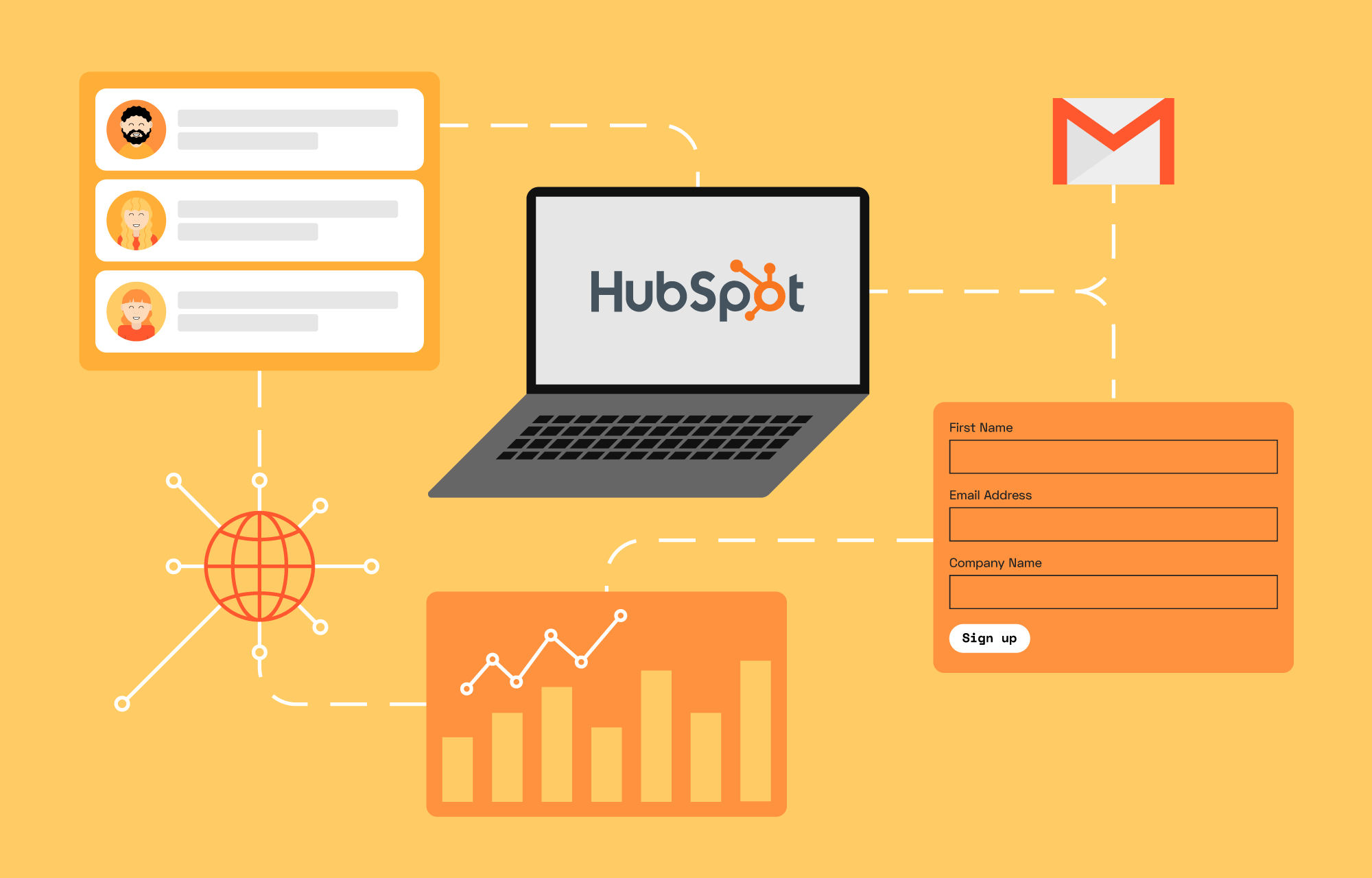 HubSpot Logo With Charts Messenger